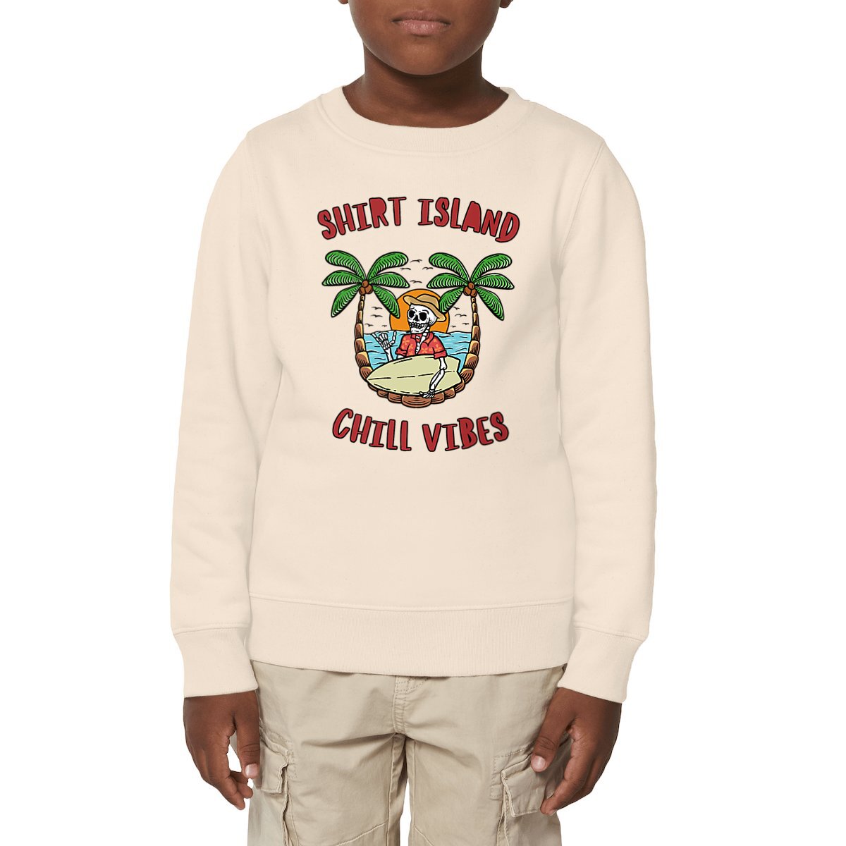 SWEATSHIRT KIDS BIO PREMIUM SURF SHIRT ISLAND BEIGE MODEL