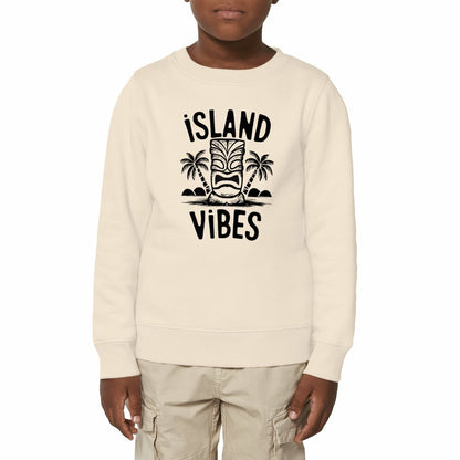 SWEATSHIRT BIO PREMIUM SURF ISLAND VIBES SHIRT ISLAND KIDS IVOIRE MODEL