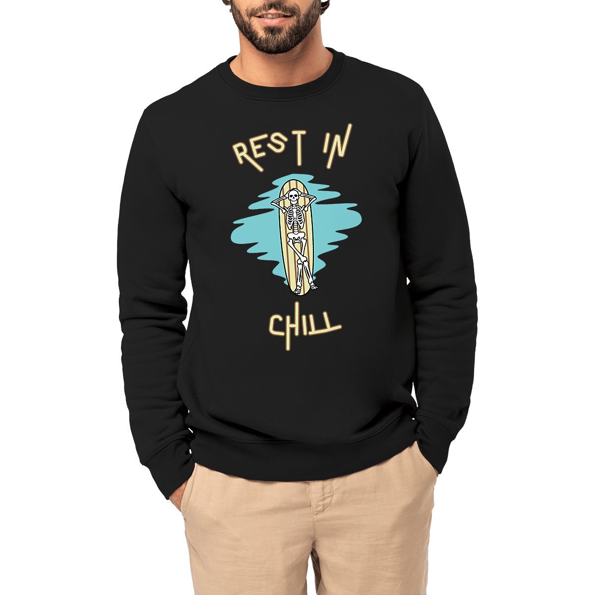 SWEATSHIRT BIO PREMIUM SURF REST IN CHILL SHIRT ISLAND NOIR MODEL