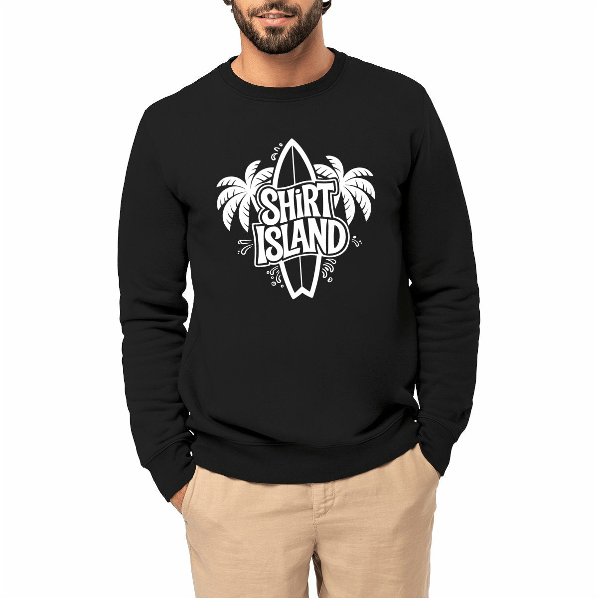 SWEATSHIRT BIO PREMIUM SURF SHIRT ISLAND MODEL NOIR