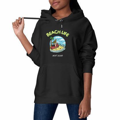 SWEATSHIRT A CAPUCHE BIO PREMIUM SURF BEACH LIFE FEMME SHIRT ISLAND NOIR MODELE