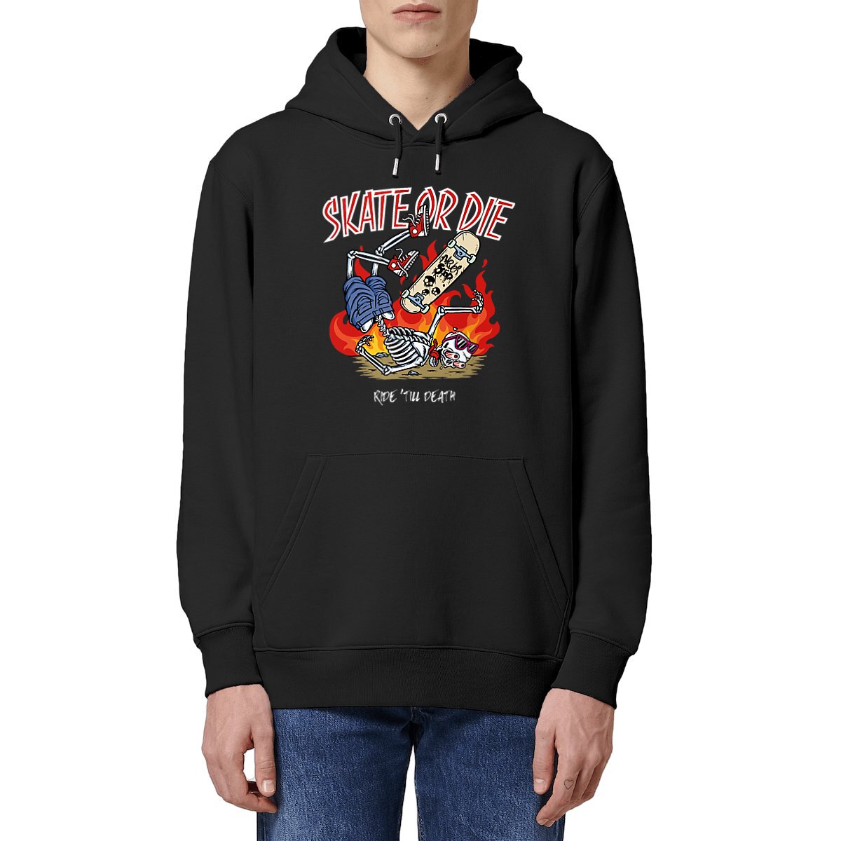 SWEATSHIRT A CAPUCHE BIO PREMIUM SKATE OR DIE SHIRT ISLAND NOIR MODEL