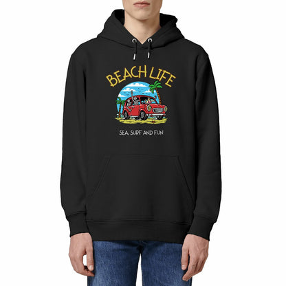 SWEATSHIRT A CAPUCHE BIO PREMIUM SURF BEACH LIFE SHIRT ISLAND NOIR MODEL