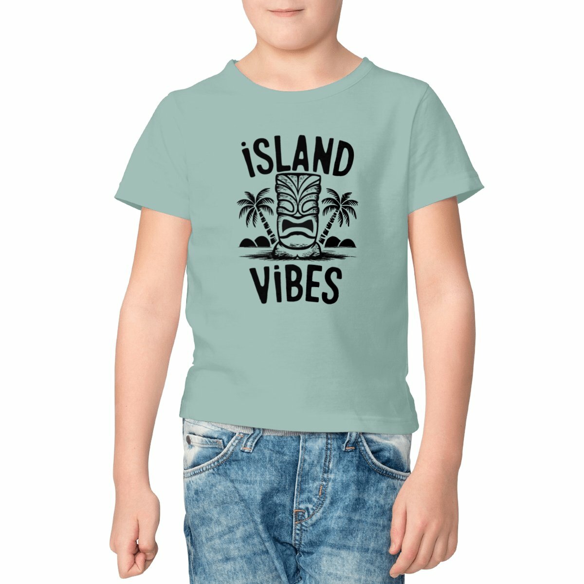 TEE SHIRT BIO PREMIUM SURF ISLAND VIBES SHIRT ISLAND KIDS VERT MODEL