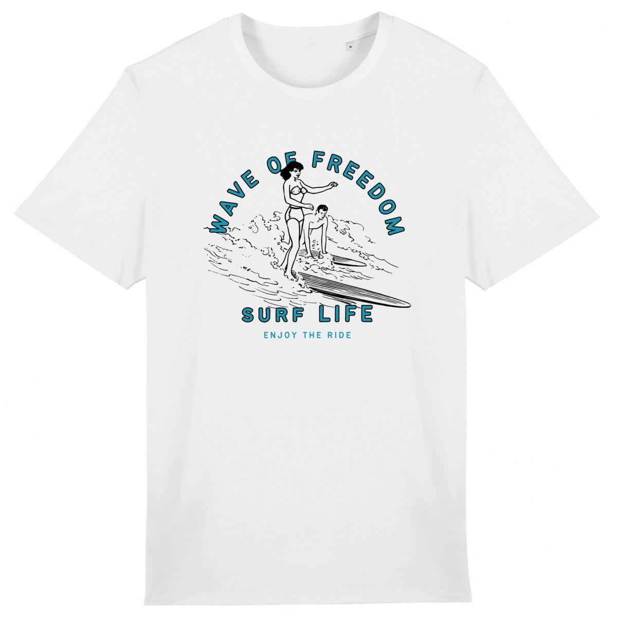 T-SHIRT BIO PREMIUM SURF WAVE OF FREEDOM SHIRT ISLAND BLANC