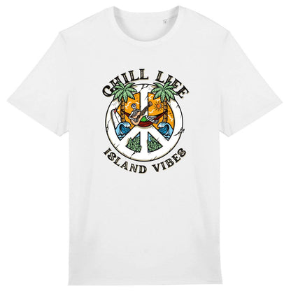 T-SHIRT BIO PREMIUM "CHILL LIFE" SHIRT ISLAND SURF BLANC