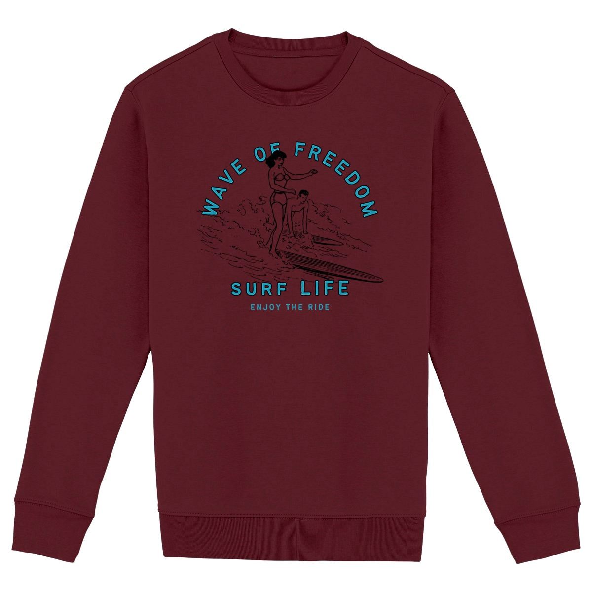 SWEATSHIRT BIO PREMIUM SURF WAVE OF FREEDOM SHIRT ISLAND BORDEAUX