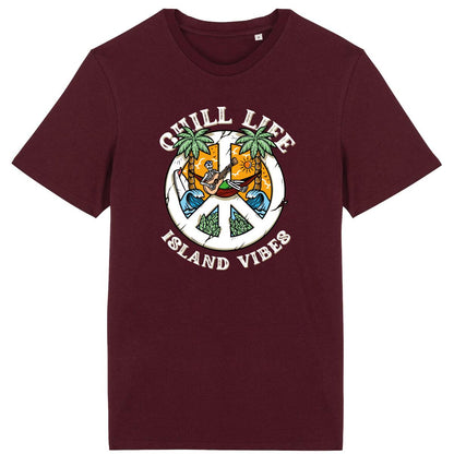 T-SHIRT BIO PREMIUM "CHILL LIFE" SHIRT ISLAND SURF BORDEAUX