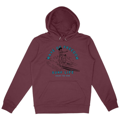 SWEATSHIRT A CAPUCHE BIO PREMIUM SURF WAVE OF FREEDOM SHIRT ISLAND BORDEAUX