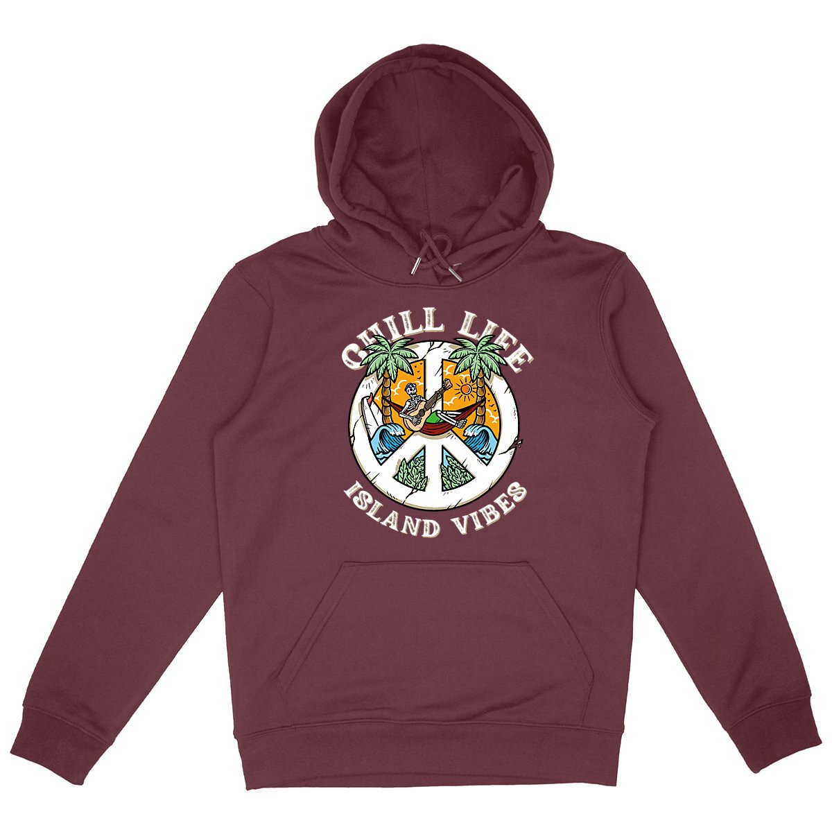 SWEATSHIRT A CAPUCHE PREMIUM BIO SURF CHILL LIFE SHIRT ISLAND BORDEAUX