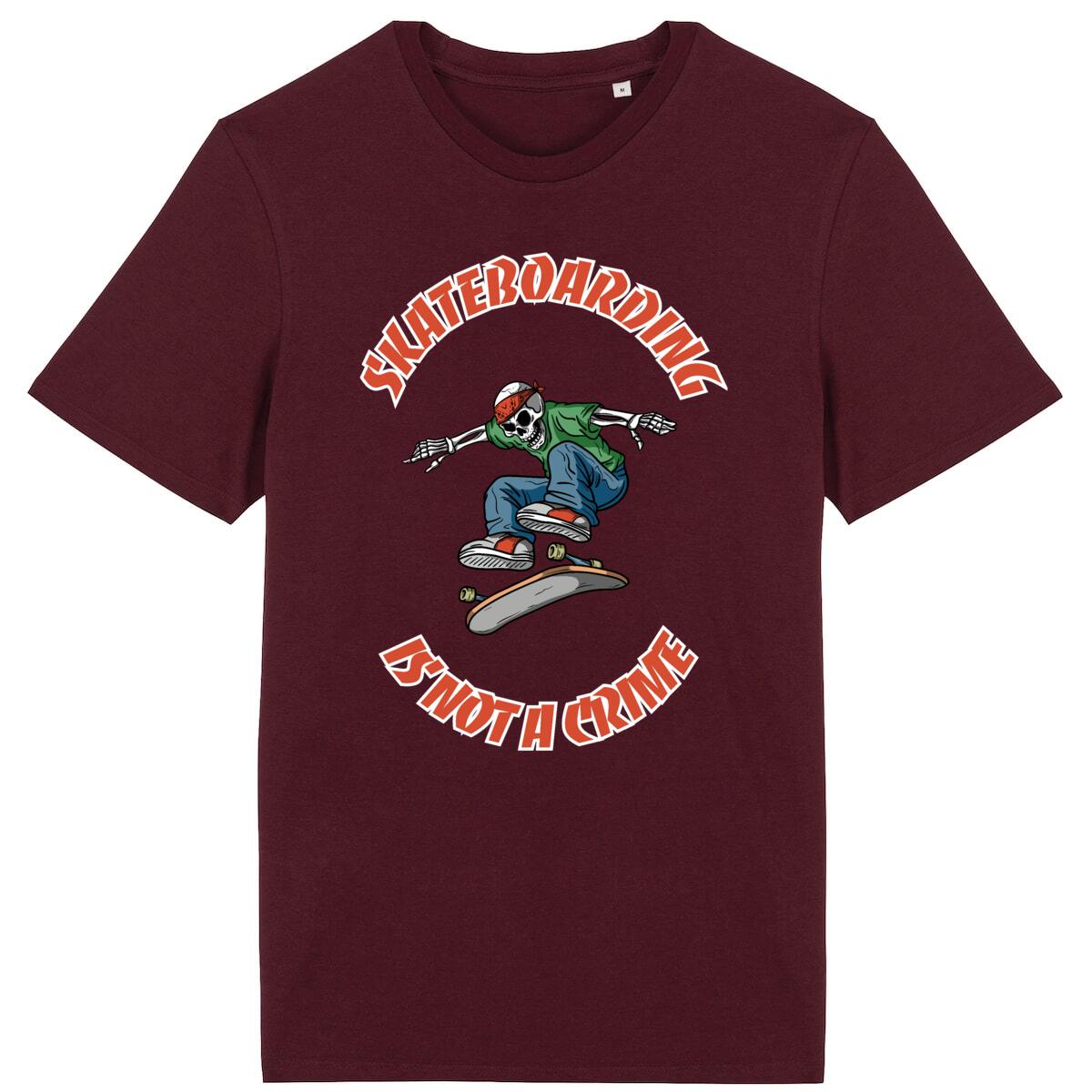 TEE SHIRT BIO PREMIUM SKATEBOARDING IS NOT A CRIME SHIRT ISLAND BORDEAUX