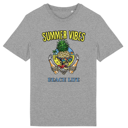 TEE SHIRT BIO PREMIUM SURF SUMMER VIBES SHIRT ISLAND GRIS