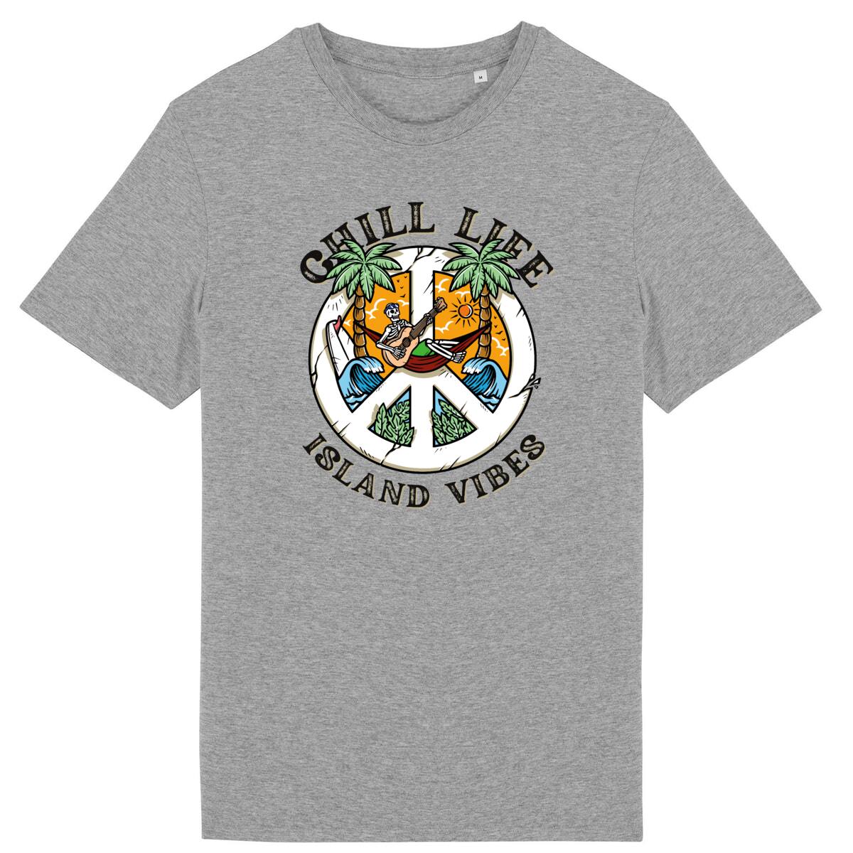 T-SHIRT BIO PREMIUM "CHILL LIFE" SHIRT ISLAND SURF GRIS
