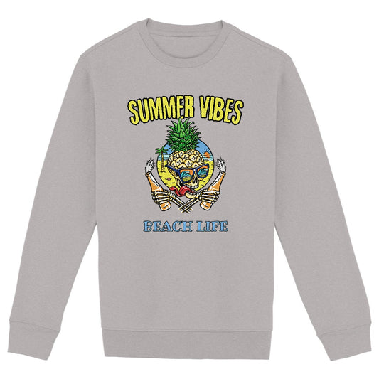 SWEATSHIRT BIO PREMIUM SURF SUMMER VIBES SHIRT ISLAND GRIS