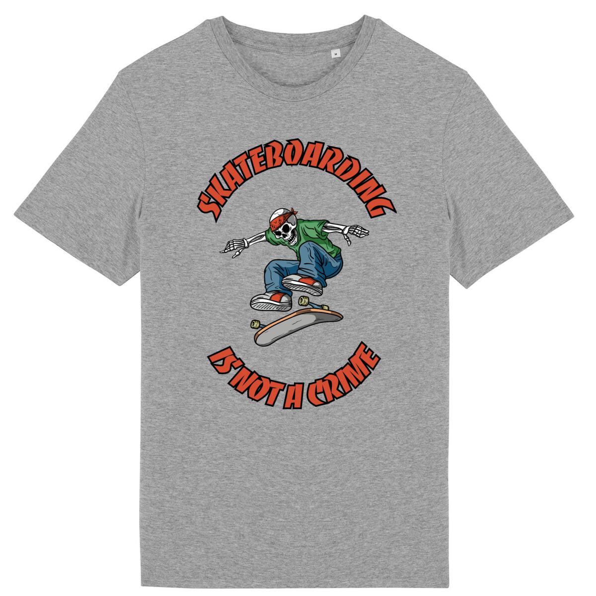 TEE SHIRT BIO PREMIUM SKATEBOARDING IS NOT A CRIME SHIRT ISLAND GRIS