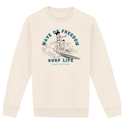 SWEATSHIRT BIO PREMIUM SURF WAVE OF FREEDOM SHIRT ISLAND IVOIRE