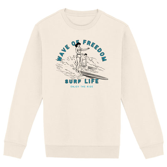 SWEATSHIRT BIO PREMIUM SURF WAVE OF FREEDOM SHIRT ISLAND IVOIRE