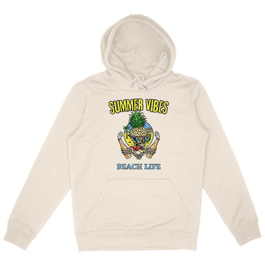 SWEATSHIRT A CAPUCHE BIO PREMIUM SURF SUMMER VIBES SHIRT ISLAND IVOIRE