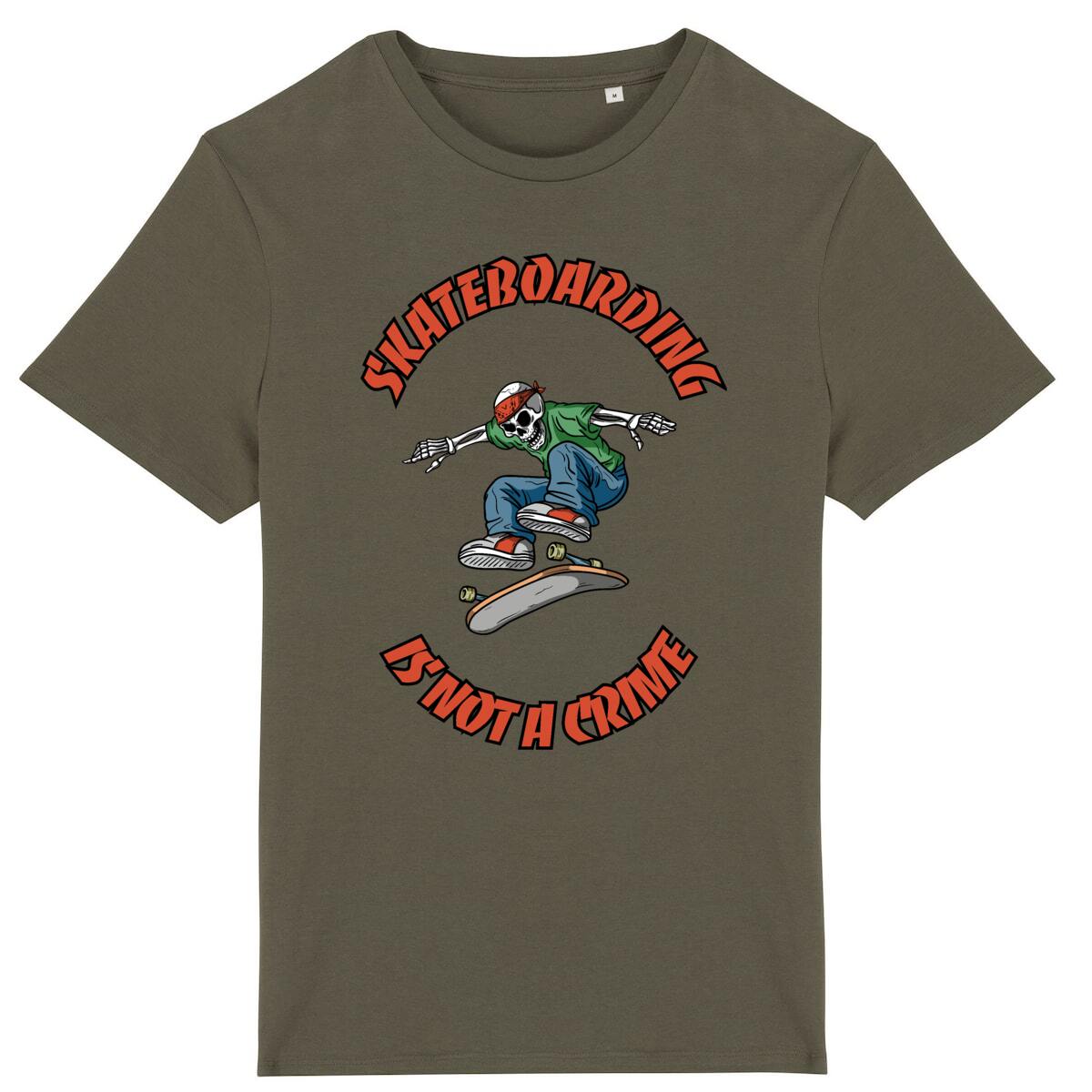 TEE SHIRT BIO PREMIUM SKATEBOARDING IS NOT A CRIME SHIRT ISLAND KHAKI