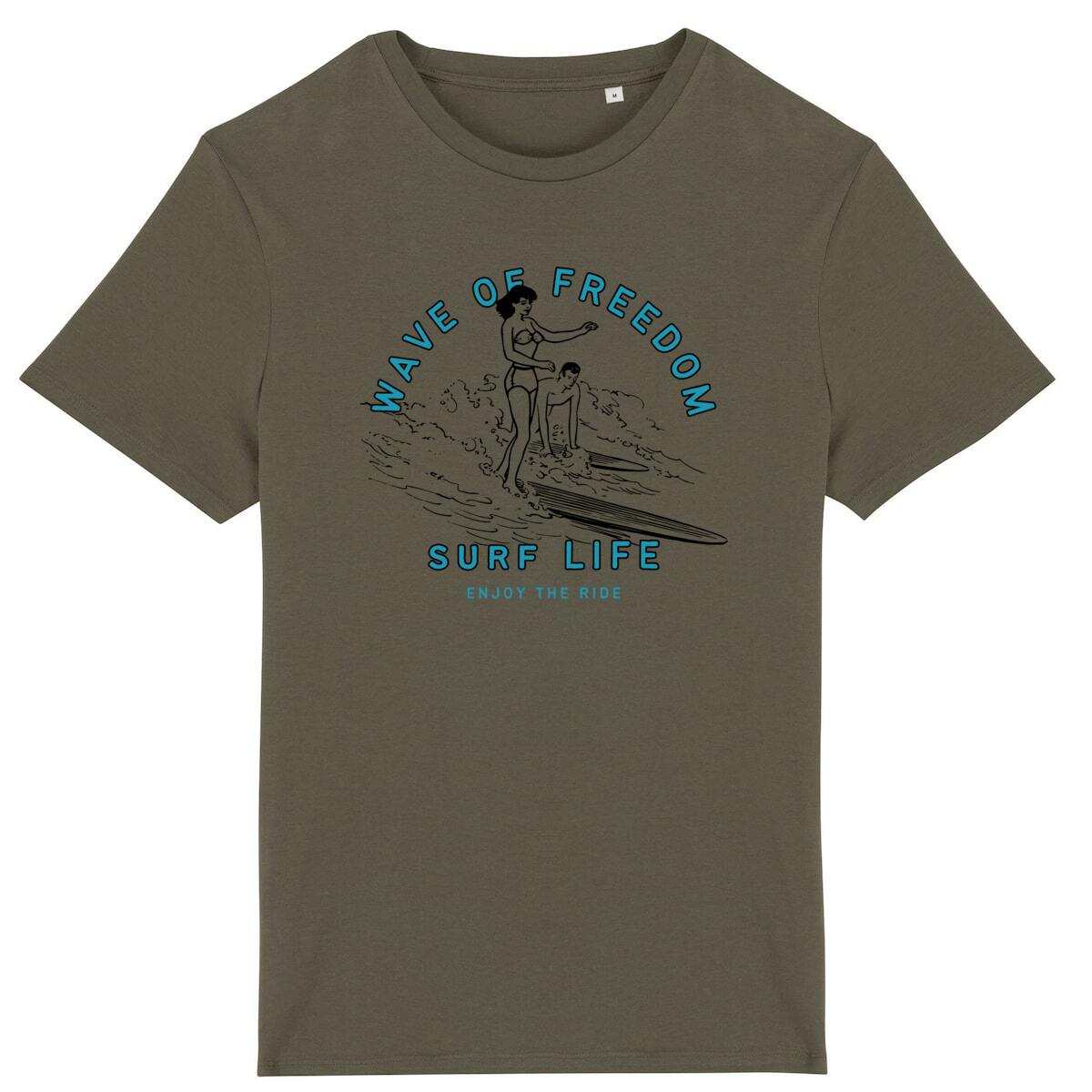 T-SHIRT BIO PREMIUM SURF WAVE OF FREEDOM SHIRT ISLAND KHAKI