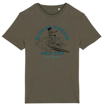 T-SHIRT BIO PREMIUM SURF WAVE OF FREEDOM SHIRT ISLAND KHAKI