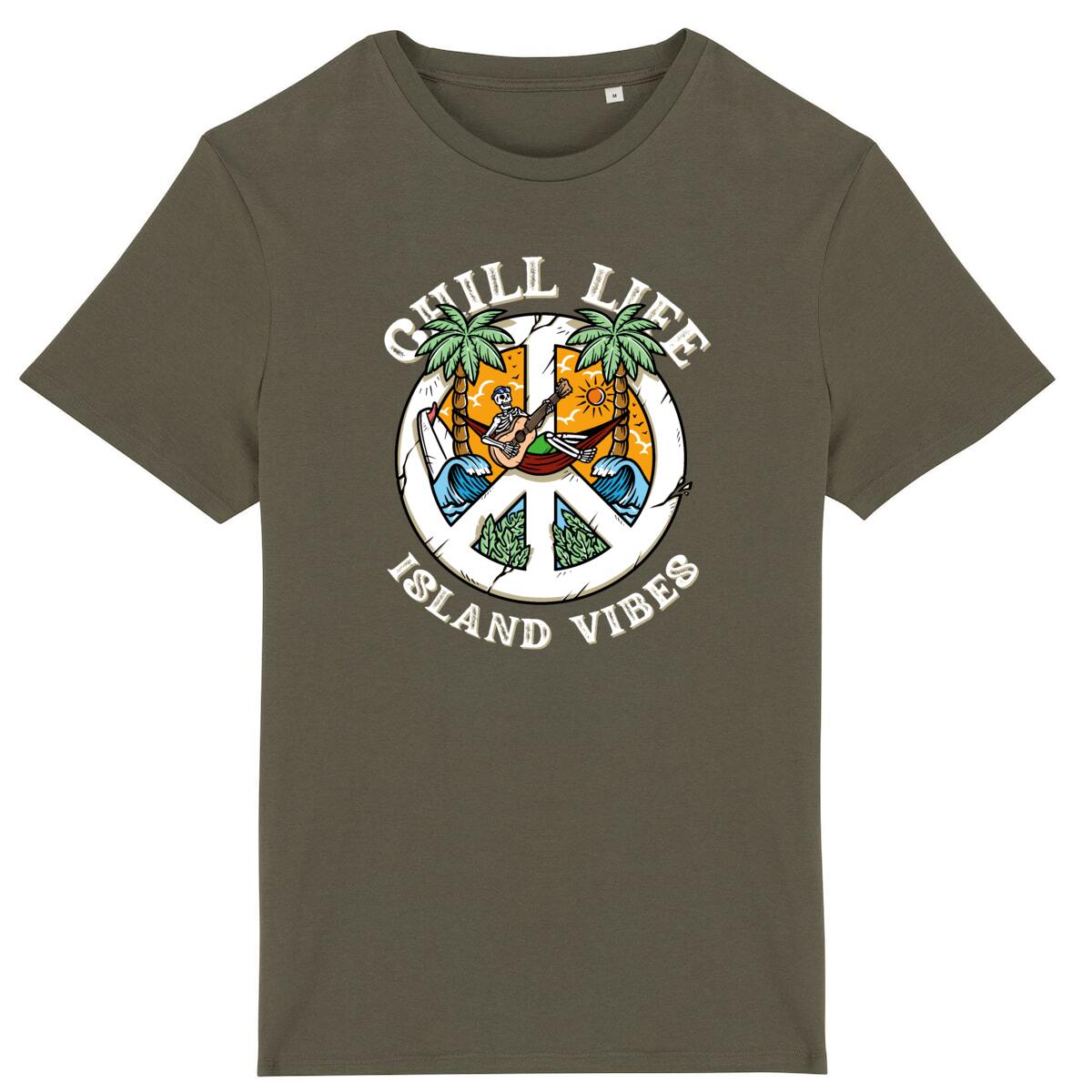 T-SHIRT BIO PREMIUM "CHILL LIFE" SHIRT ISLAND SURF KHAKI