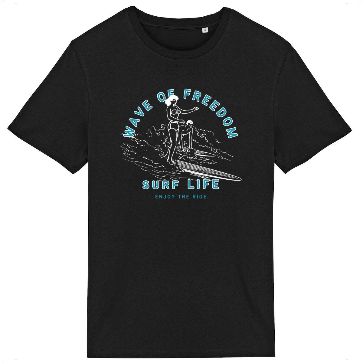 T-SHIRT BIO PREMIUM SURF WAVE OF FREEDOM SHIRT ISLAND NOIR