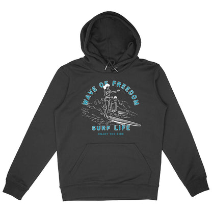 SWEATSHIRT A CAPUCHE BIO PREMIUM SURF WAVE OF FREEDOM SHIRT ISLAND NOIR