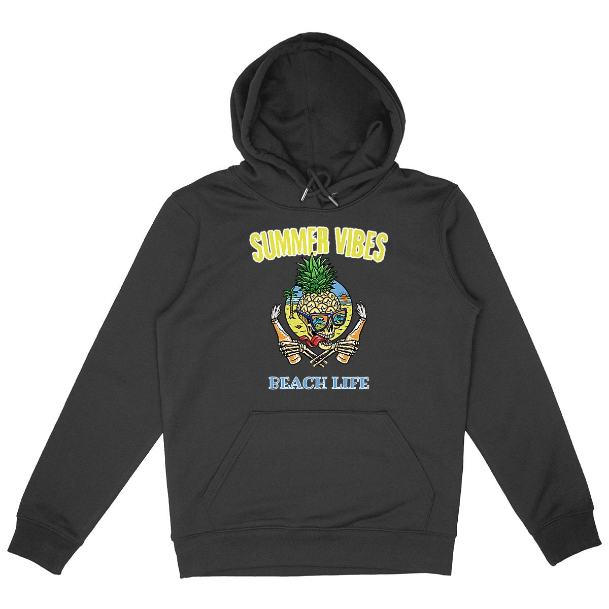 SWEATSHIRT A CAPUCHE BIO PREMIUM SURF SUMMER VIBES SHIRT ISLAND NOIR