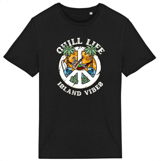 T-SHIRT BIO PREMIUM "CHILL LIFE" SHIRT ISLAND SURF NOIR
