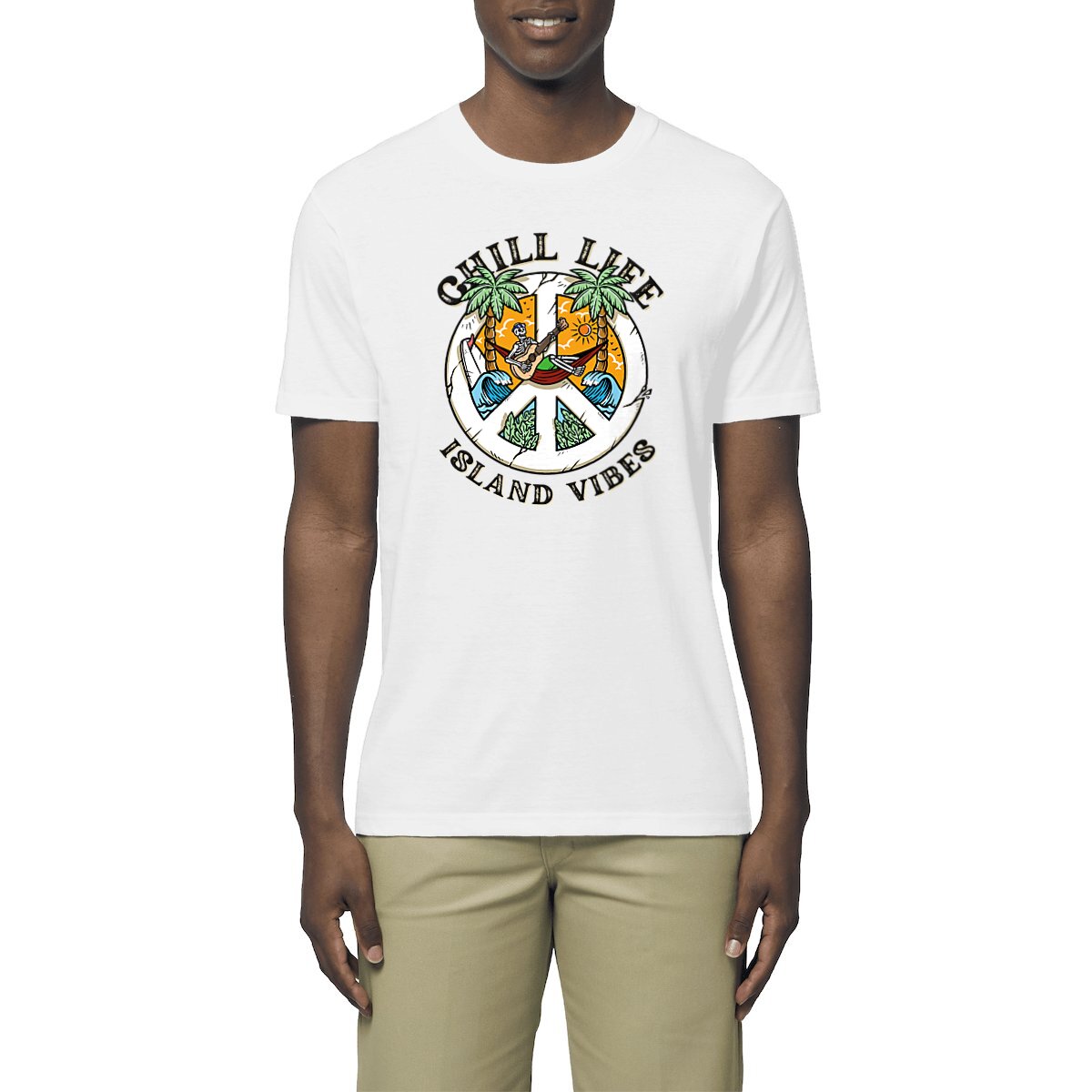 T-SHIRT BIO PREMIUM "CHILL LIFE" SHIRT ISLAND SURF BLANC MODEL