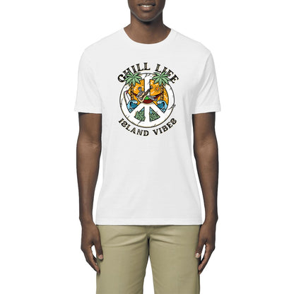 T-SHIRT BIO PREMIUM "CHILL LIFE" SHIRT ISLAND SURF BLANC MODEL