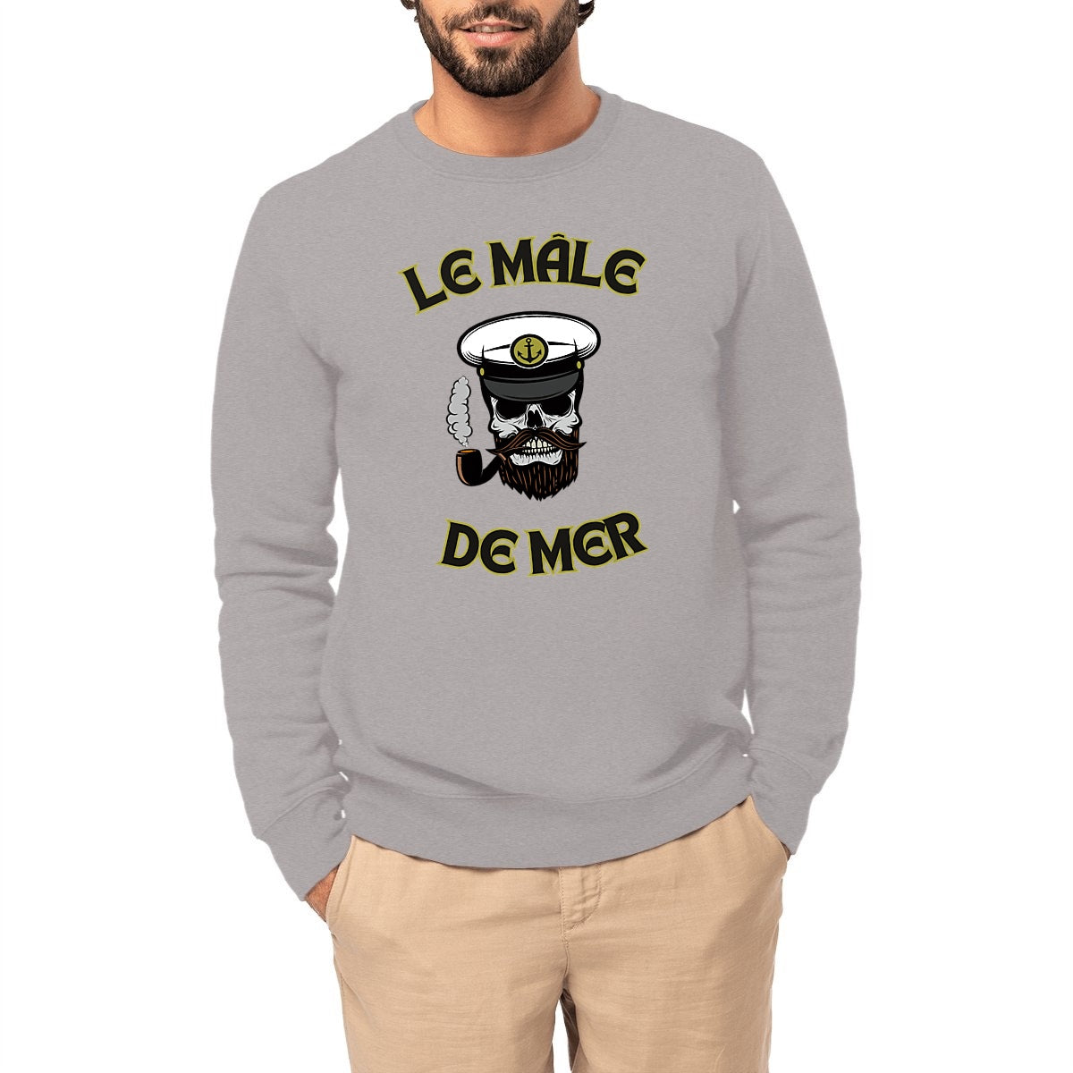 SWEATSHIRT BIO PREMIUM SURF LE MALE DE MER SHIRT ISLAND GRIS MODEL