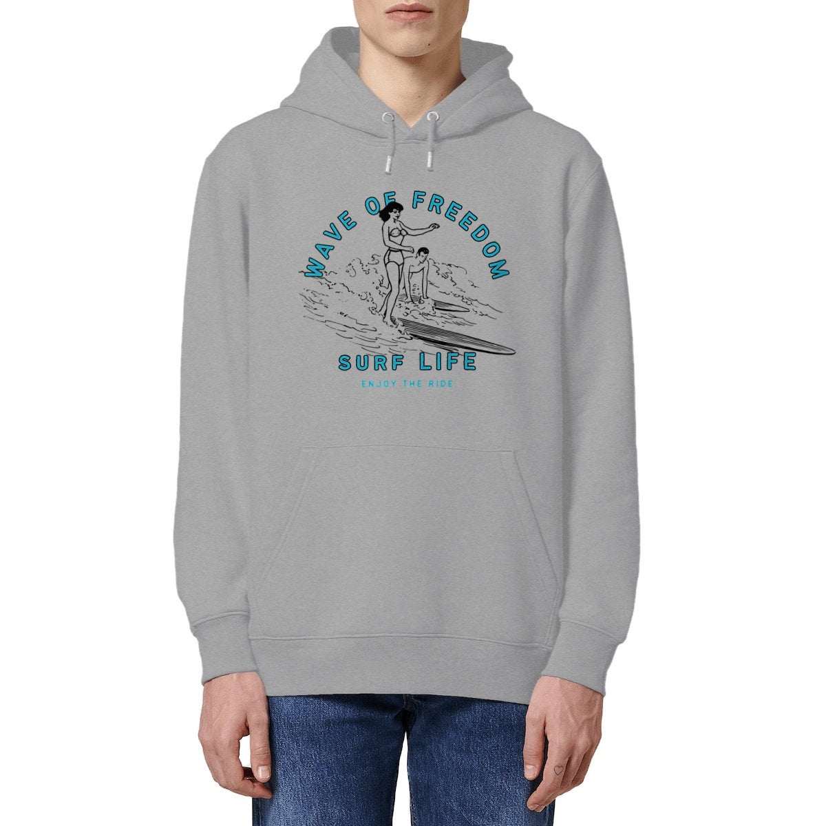 SWEATSHIRT A CAPUCHE BIO PREMIUM SURF WAVE OF FREEDOM SHIRT ISLAND GRIS MODEL